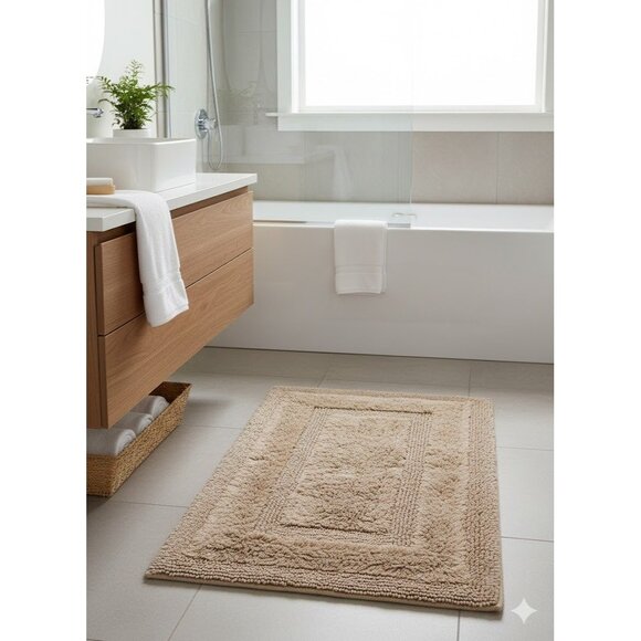 UGG Emma Bath Rug Mat Beige Tan Cobblestone Looped Textured Luxury Bathroom - Picture 1 of 8